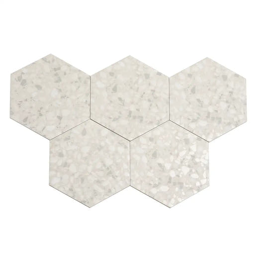 Tundra Snow Terrazzo Hex Porcelain Tile | Tile Club