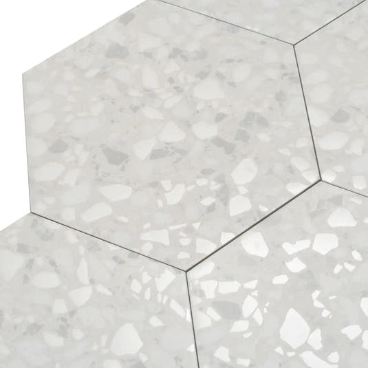 Tundra Snow Terrazzo Hex Porcelain Tile | Tile Club