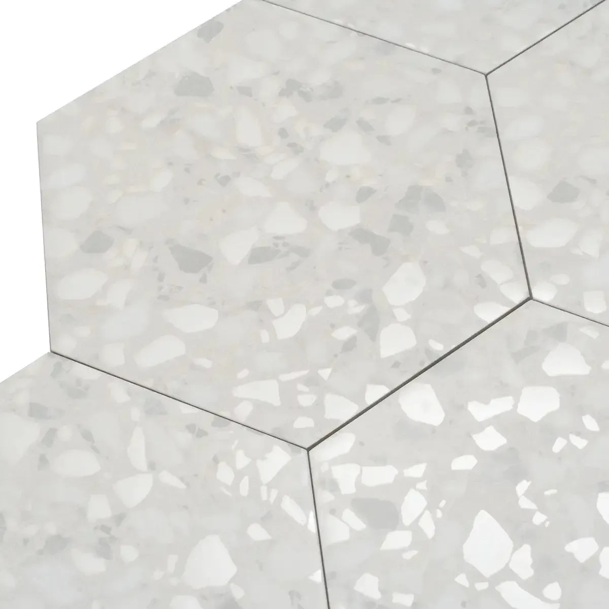 Tundra Snow Terrazzo Hex Porcelain Tile | Tile Club