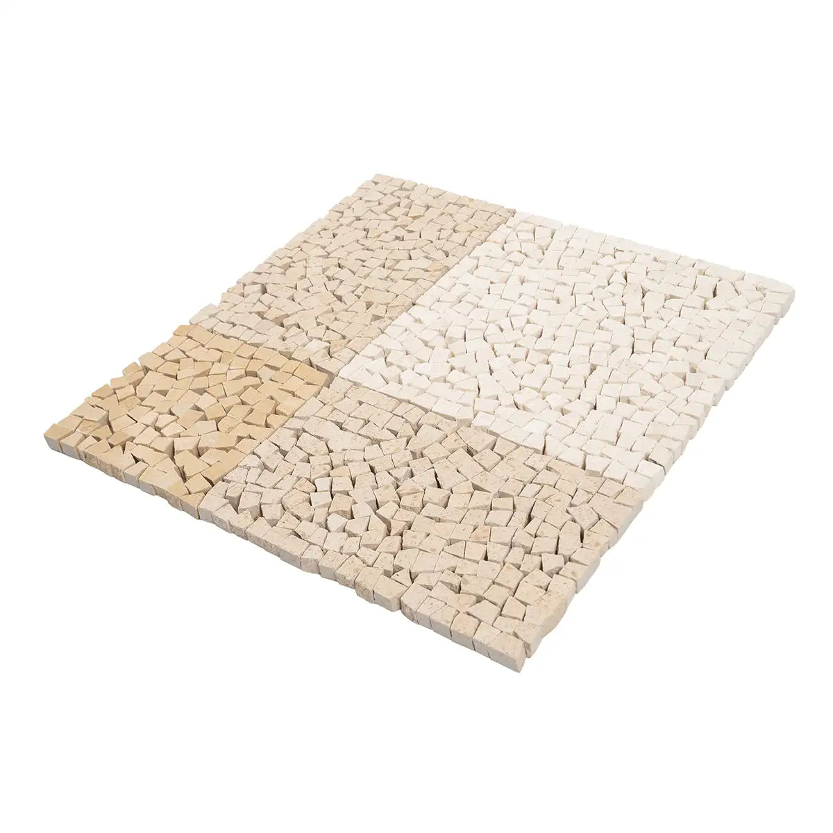 Beige and White Gingham Micro Mosaic Marble Tile | Tile Club