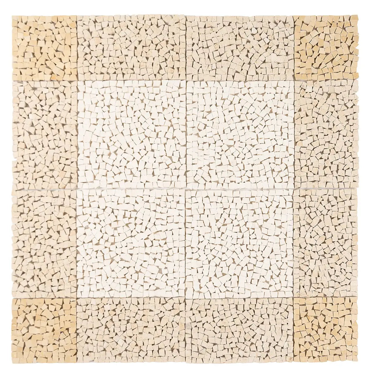 Beige and White Gingham Micro Mosaic Marble Tile | Tile Club