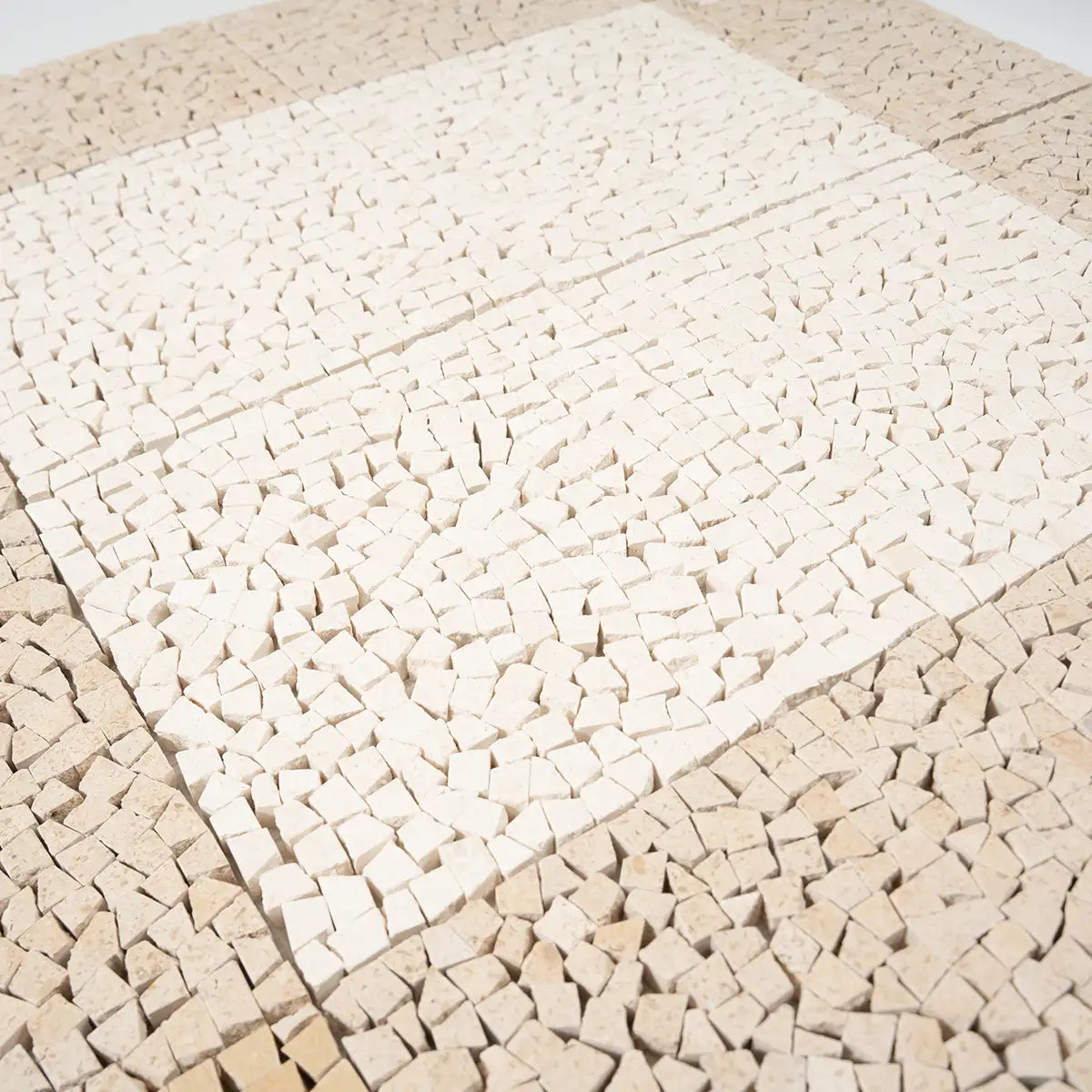 Beige and White Gingham Micro Mosaic Marble Tile | Tile Club
