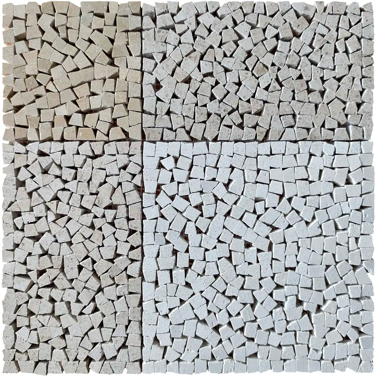 Beige and White Gingham Micro Mosaic Marble Tile | Tile Club