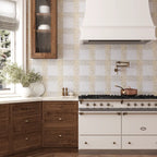 Beige and White Gingham Micro Mosaic Marble Tile | Tile Club