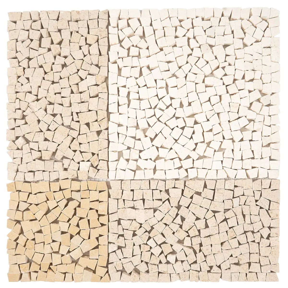 Beige and White Gingham Micro Mosaic Marble Tile | Tile Club