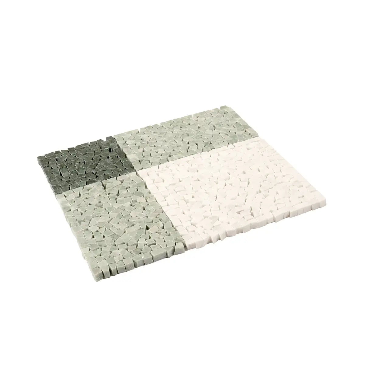 Green and White Gingham Micro Mosaic Marble Tile | Tile Club