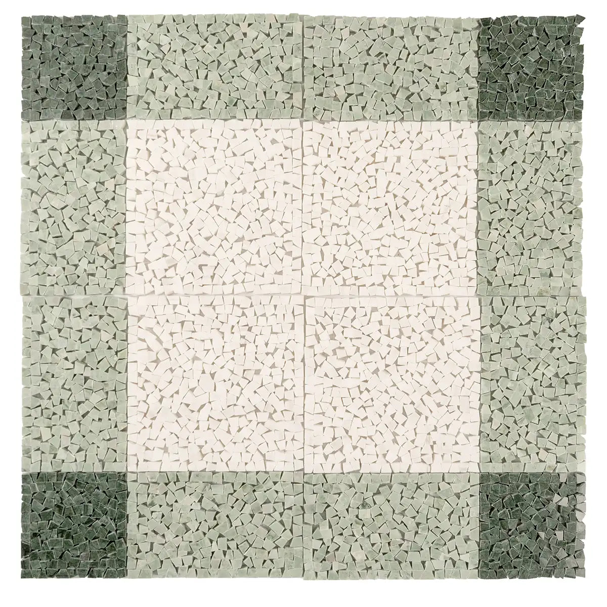 Green and White Gingham Micro Mosaic Marble Tile | Tile Club