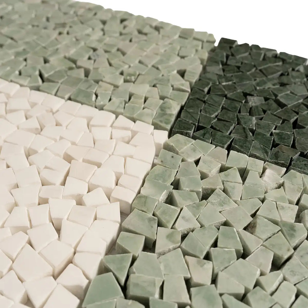 Green and White Gingham Micro Mosaic Marble Tile | Tile Club