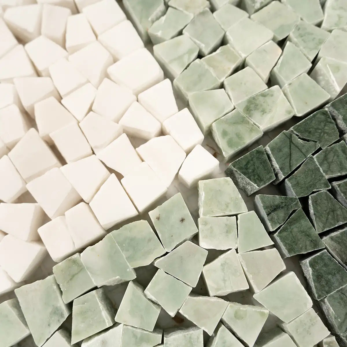 Green and White Gingham Micro Mosaic Marble Tile | Tile Club