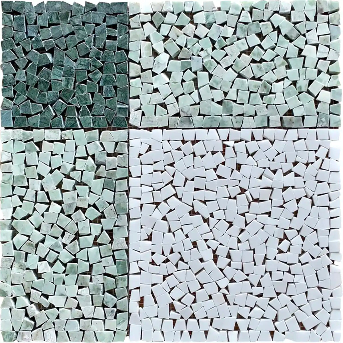 Green and White Gingham Micro Mosaic Marble Tile | Tile Club