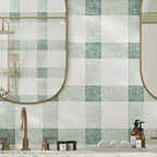 Green and White Gingham Micro Mosaic Marble Tile | Tile Club