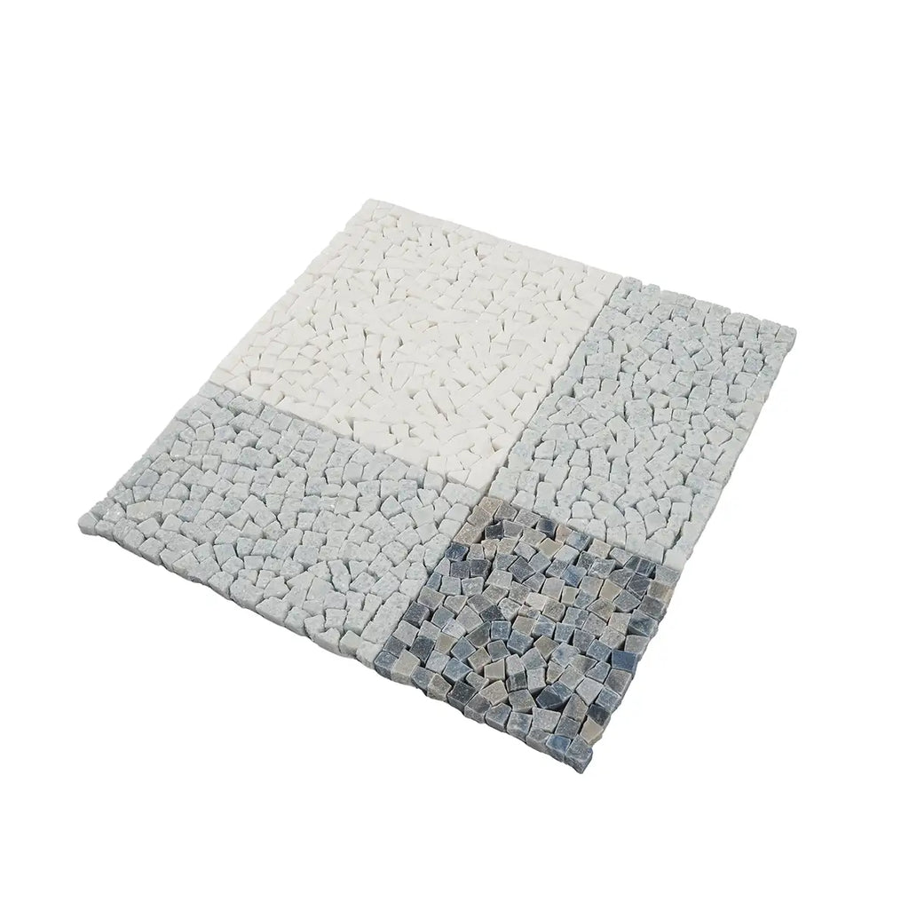 Blue and White Gingham Micro Mosaic Marble Tile | Tile Club