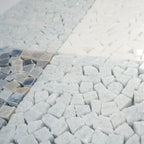Blue and White Gingham Micro Mosaic Marble Tile | Tile Club