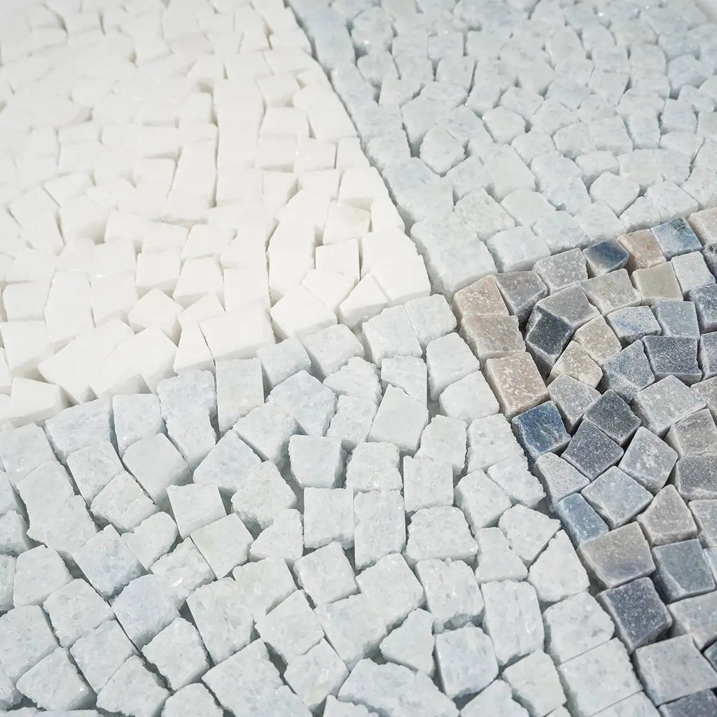 Blue and White Gingham Micro Mosaic Marble Tile | Tile Club