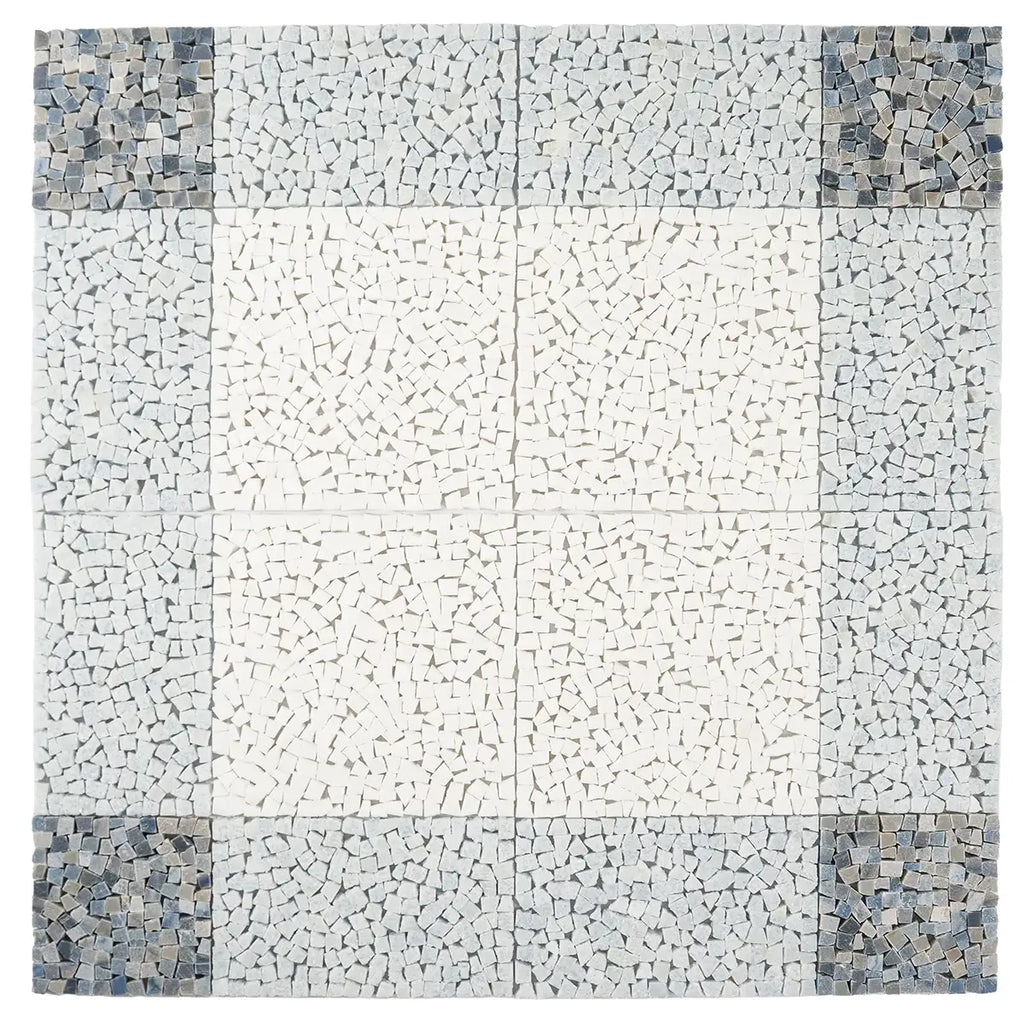 Blue and White Gingham Micro Mosaic Marble Tile | Tile Club