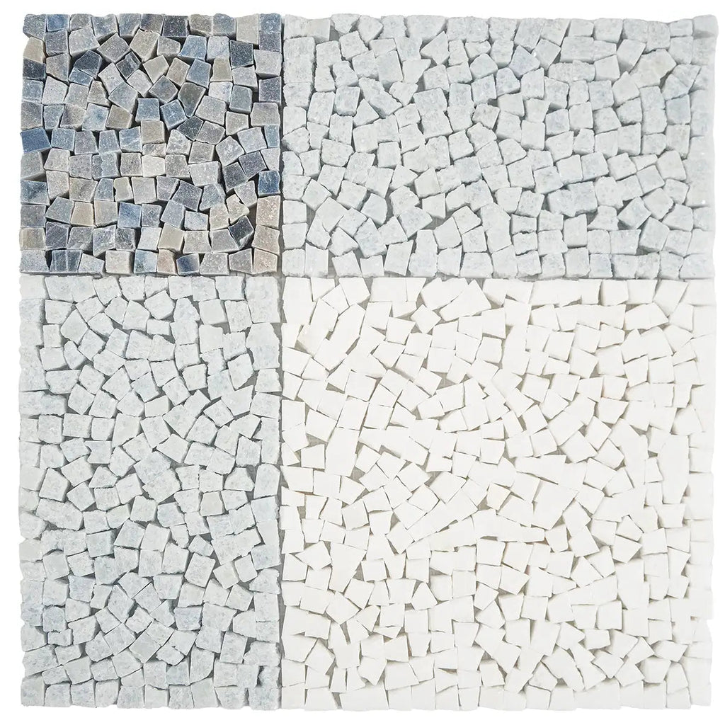 Blue and White Gingham Micro Mosaic Marble Tile | Tile Club