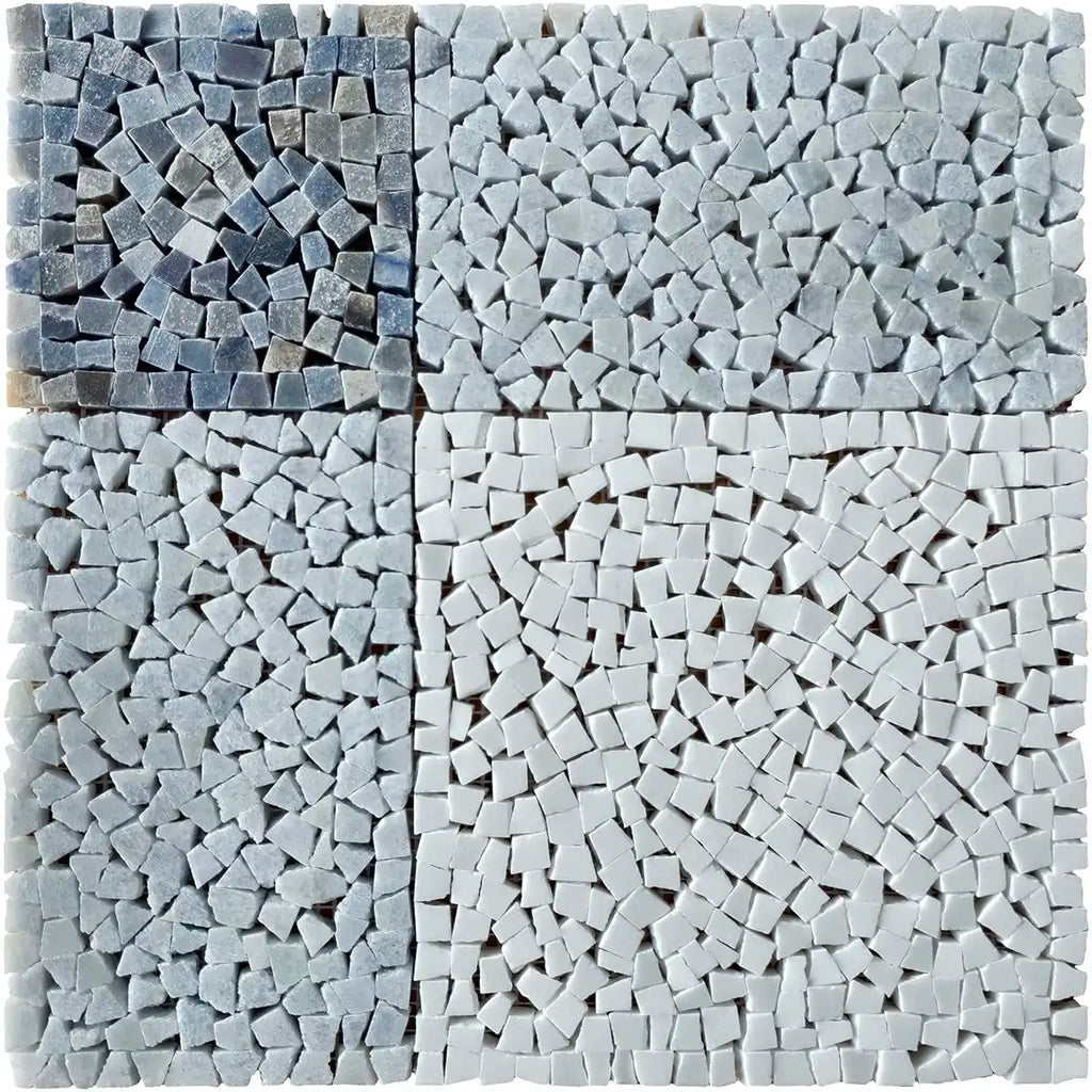Blue and White Gingham Micro Mosaic Marble Tile | Tile Club