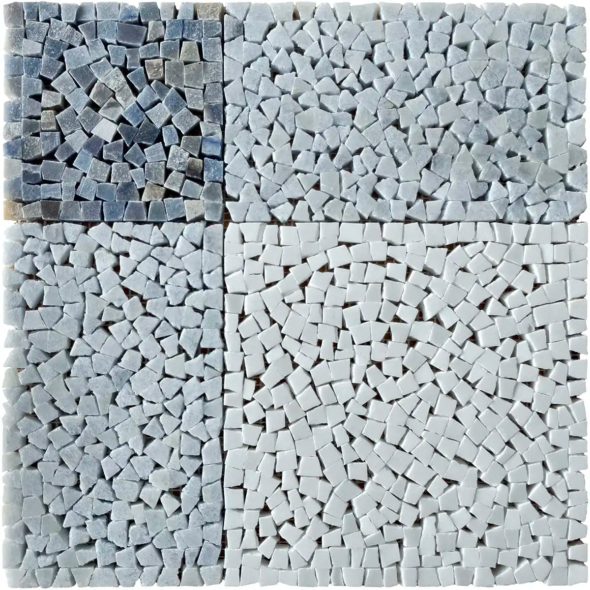 Blue and White Gingham Micro Mosaic Marble Tile | Tile Club