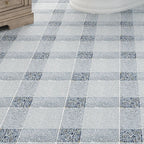 Blue and White Gingham Micro Mosaic Marble Tile | Tile Club