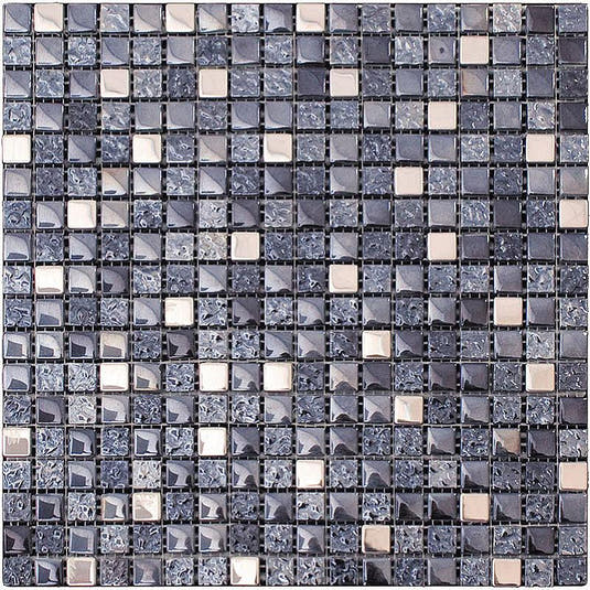Breeze Gray Glass & Metal Mosaic Tile Sample