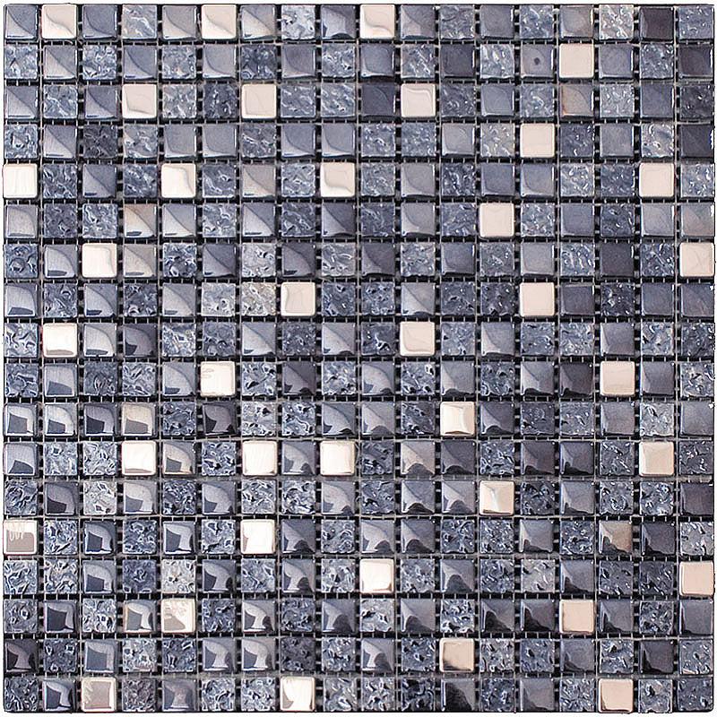 Breeze Gray Glass & Metal Mosaic Tile Sample