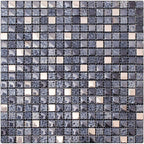 Breeze Gray Glass & Metal Mosaic Tile Sample