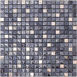 Breeze Gray Glass & Metal Mosaic Tile Sample