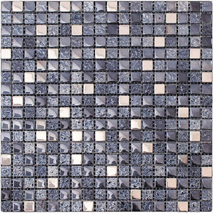 Breeze Gray Glass & Metal Mosaic Tile Sample