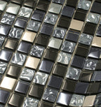 Breeze Gray Glass & Metal Mosaic Tile
