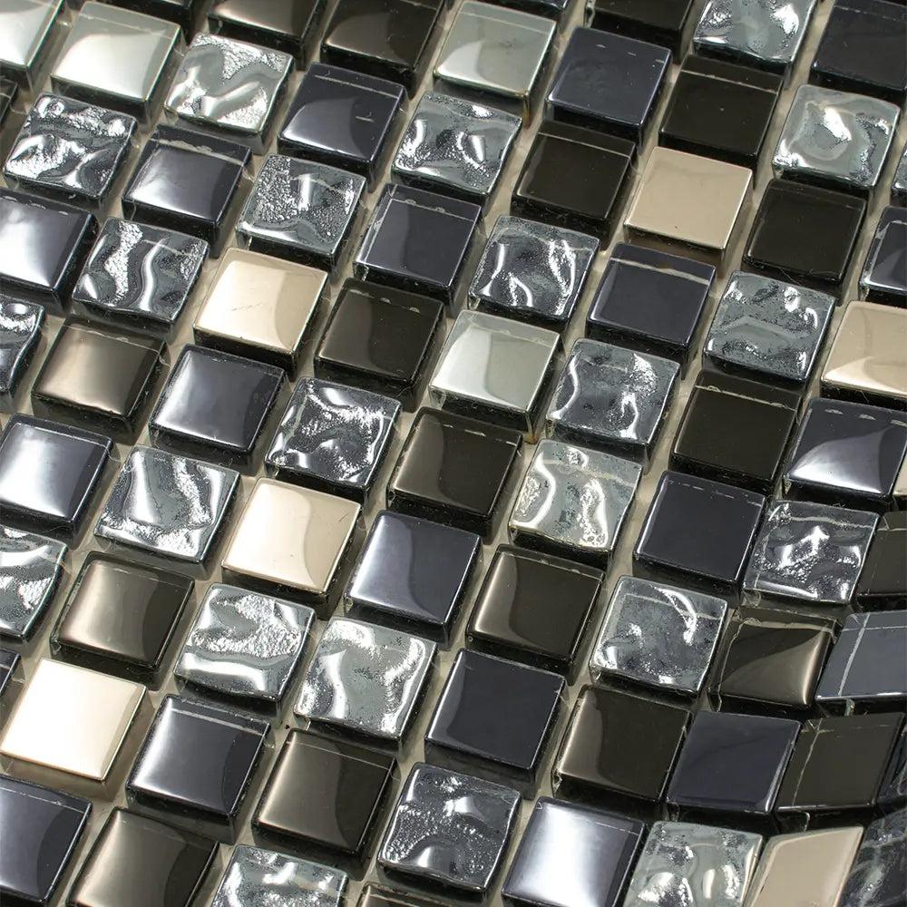 Breeze Gray Glass & Metal Mosaic Tile | Tile Club
