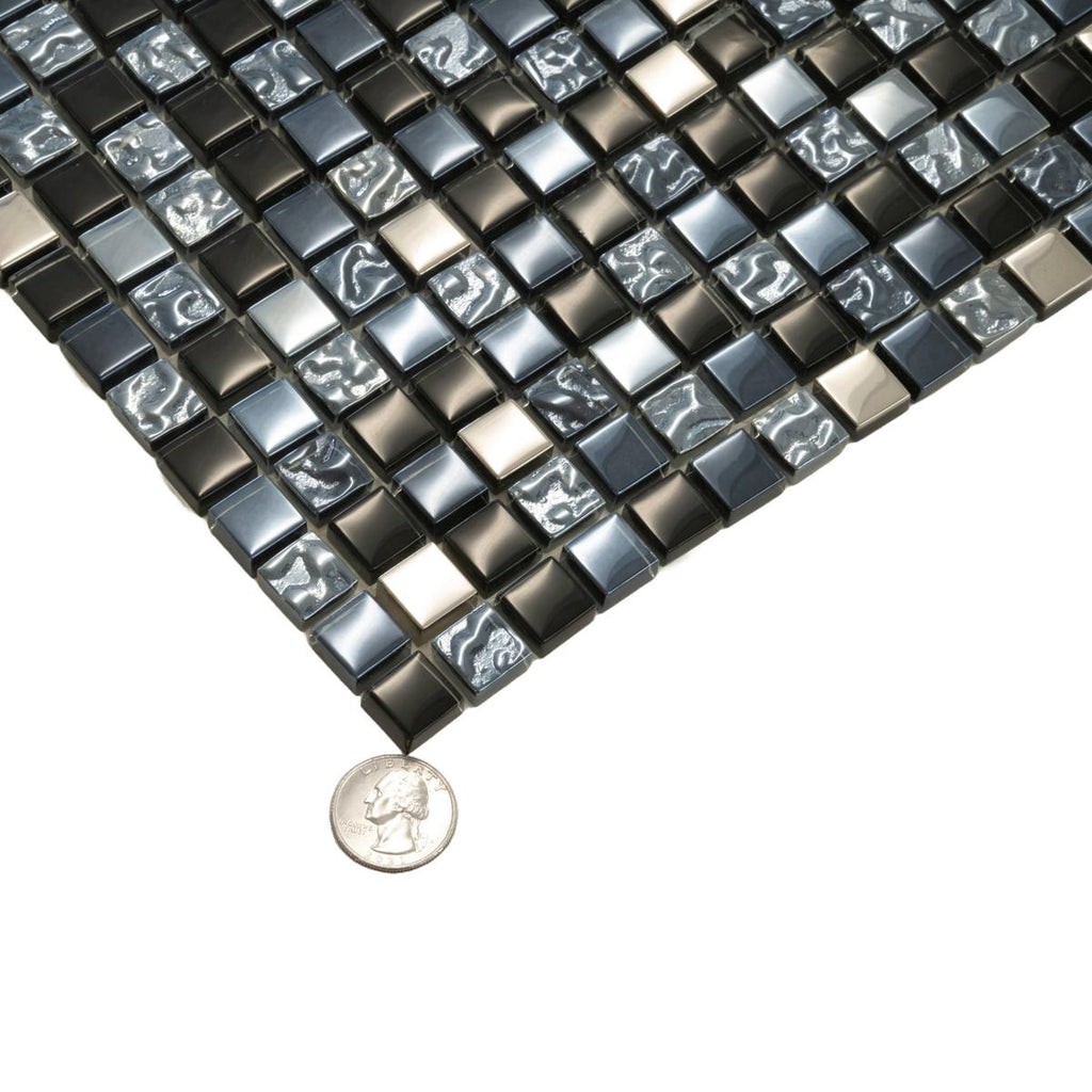 Breeze Gray Glass & Metal Mosaic Tile | Tile Club