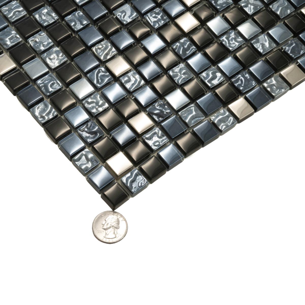 Breeze Gray Glass & Metal Mosaic Tile | Tile Club