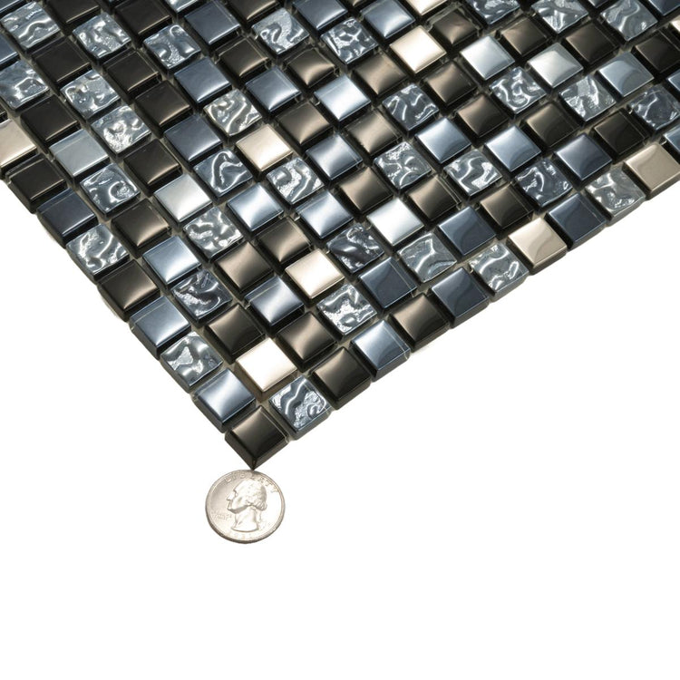 Breeze Gray Glass & Metal Mosaic Tile | Tile Club