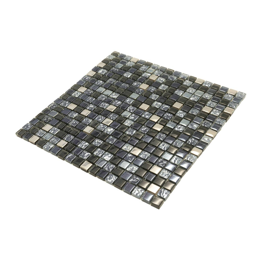 Breeze Gray Glass & Metal Mosaic Tile | Tile Club