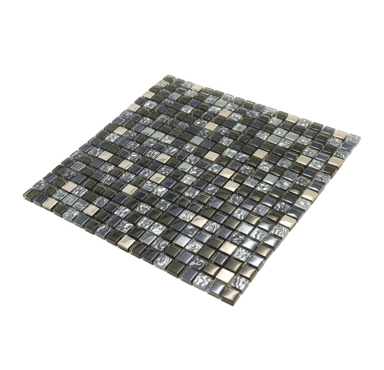 Breeze Gray Glass & Metal Mosaic Tile | Tile Club