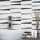 Villa Pyramids White Marble & Glass Mosaic Tile with White Bathroom Details