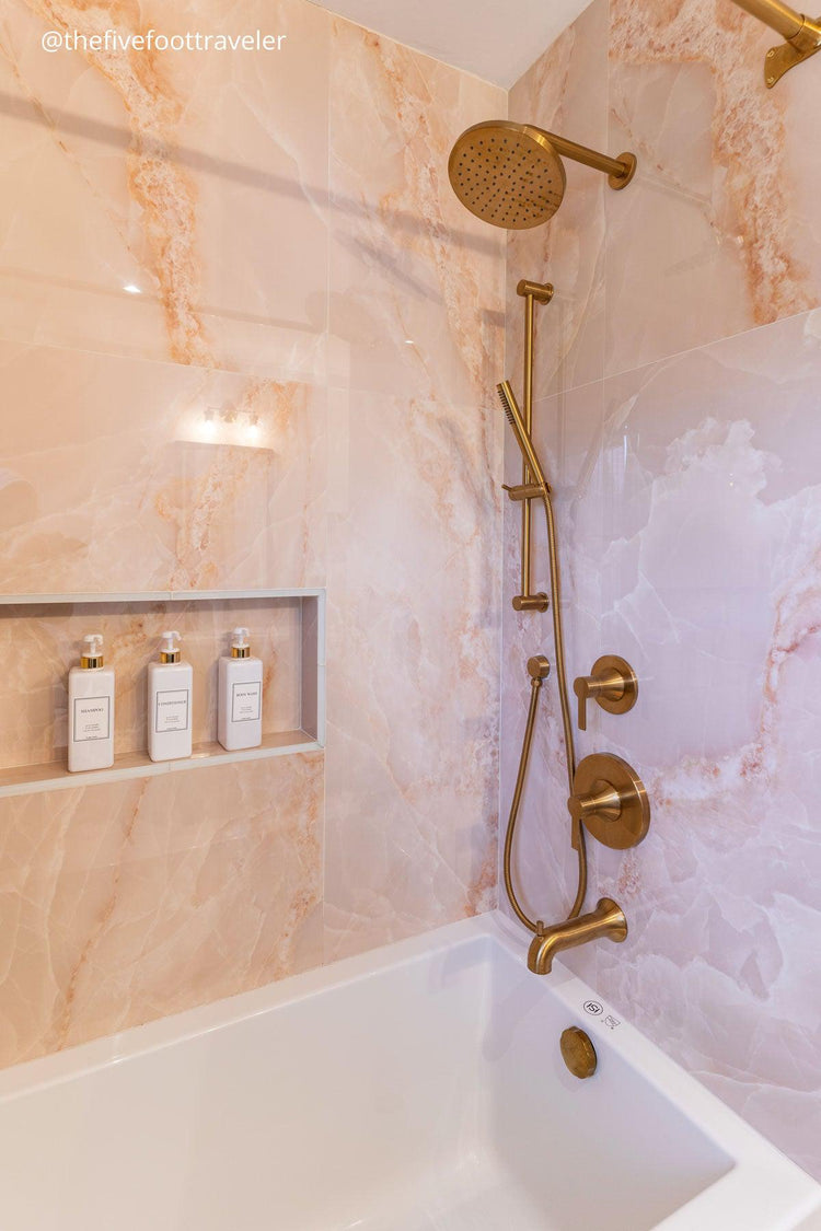 Emporio Pink Onyx Large-Format Porcelain Tile 24x48 | Tile Club