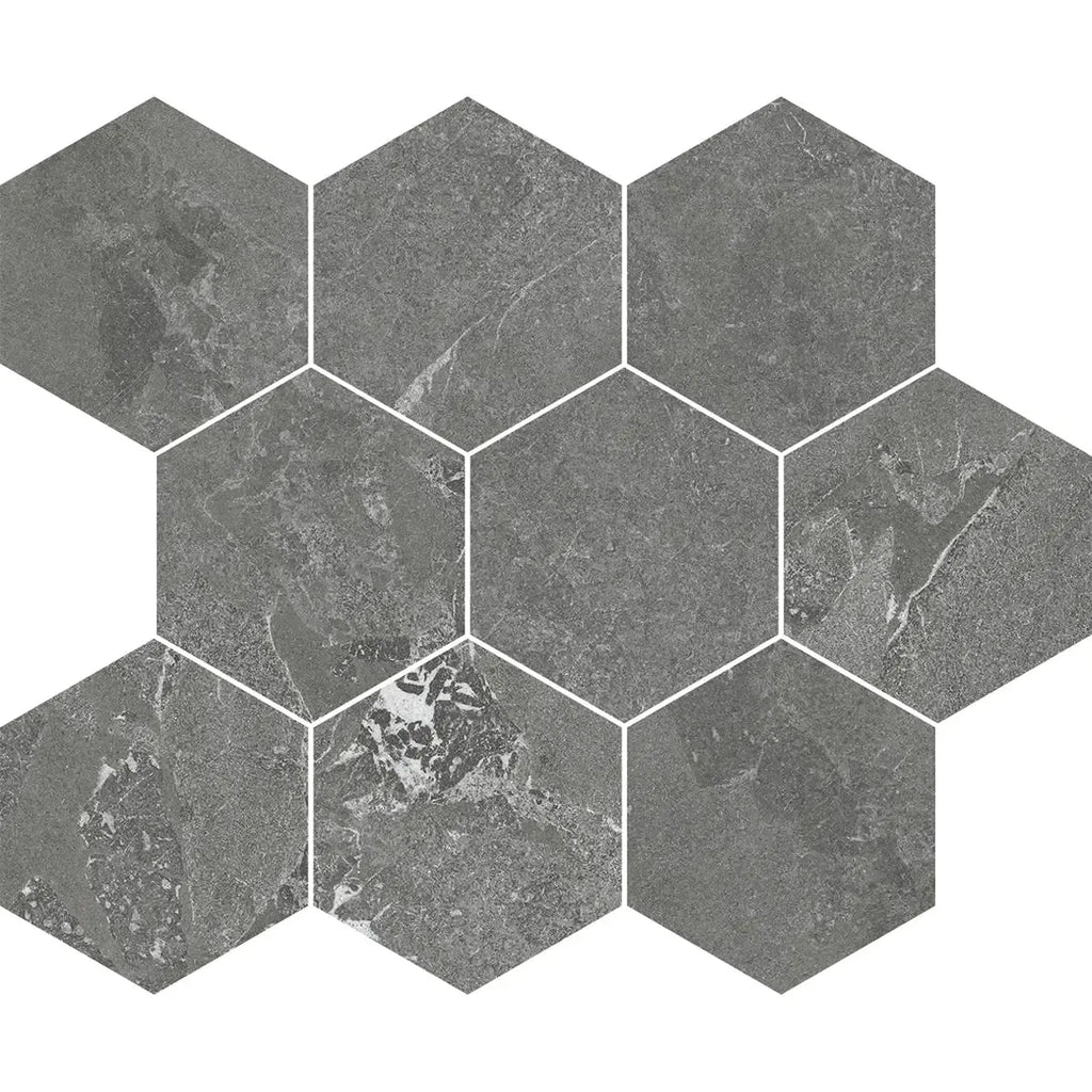 Hoover Graphite Marble 10x12 Porcelain Hexagon Mosaic Tile