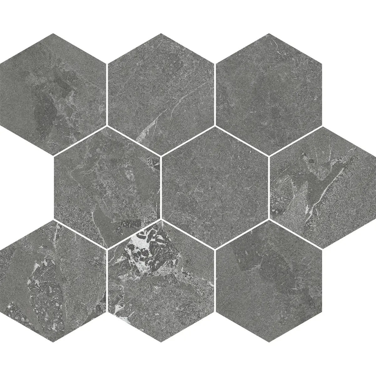 Hoover Graphite Marble 10x12 Porcelain Hexagon Mosaic Tile