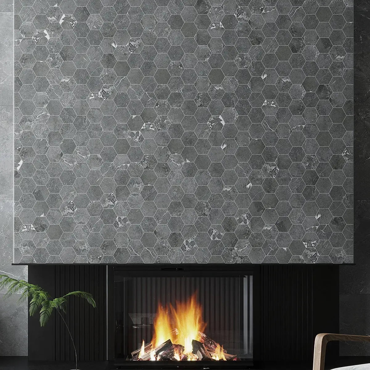 Hoover Graphite Marble 10x12 Porcelain Hexagon Mosaic Tile | Tile Club