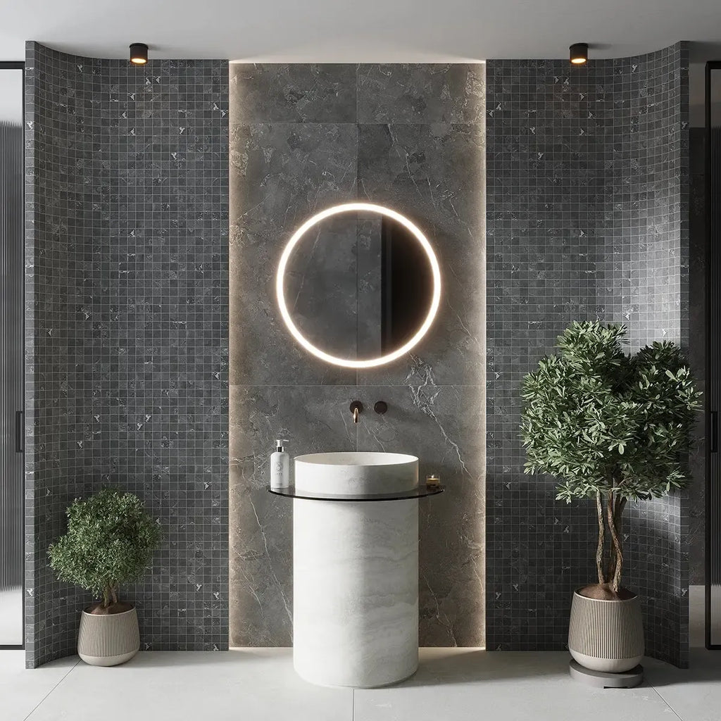 Hoover Graphite Marble 12x12 Porcelain Mosaic Tile | Tile Club