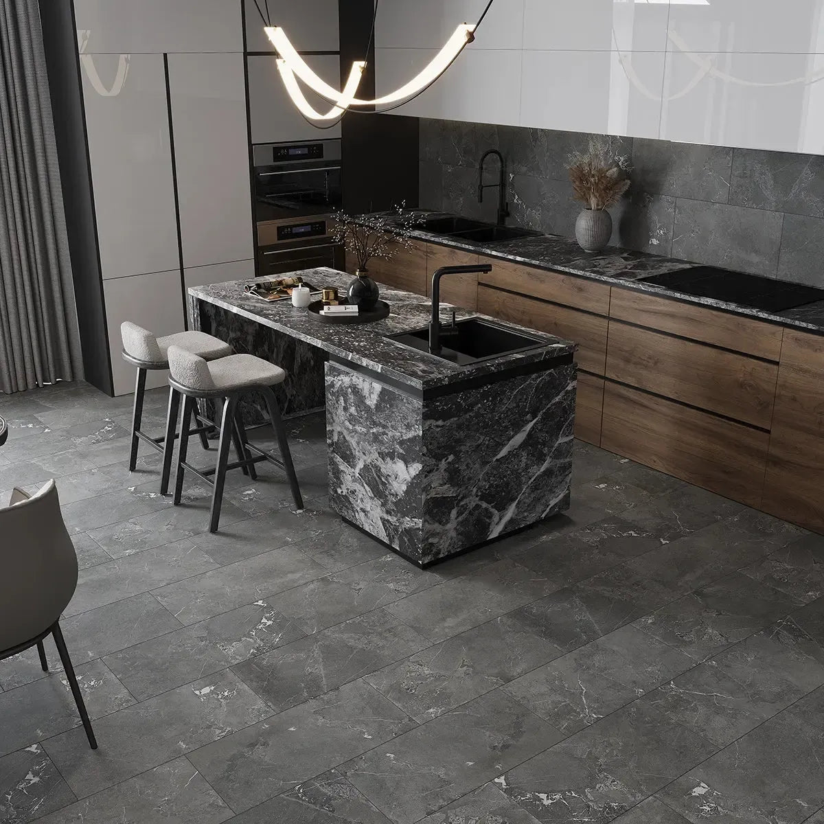 Hoover Graphite Marble 12x24 Porcelain Tile | Tile Club