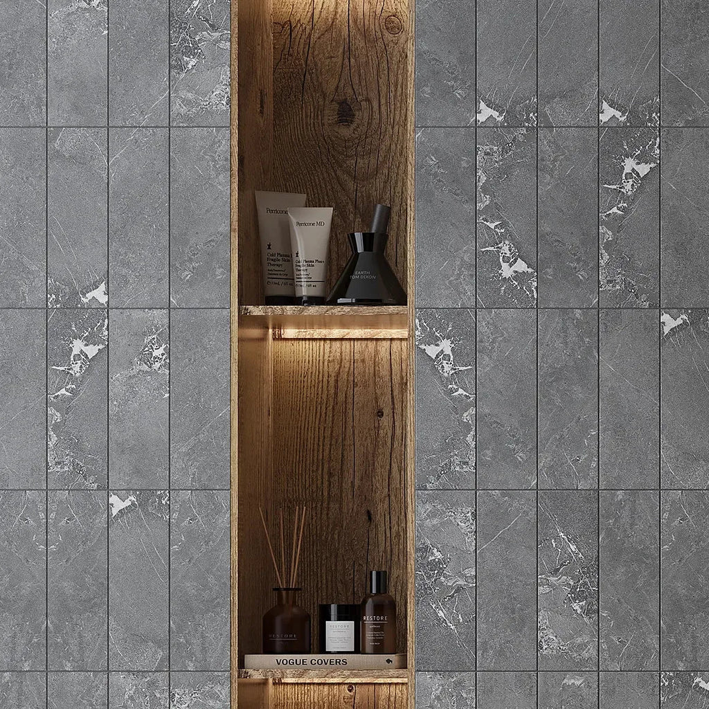 Hoover Graphite Marble 4x12 Porcelain Tile | Tile Club