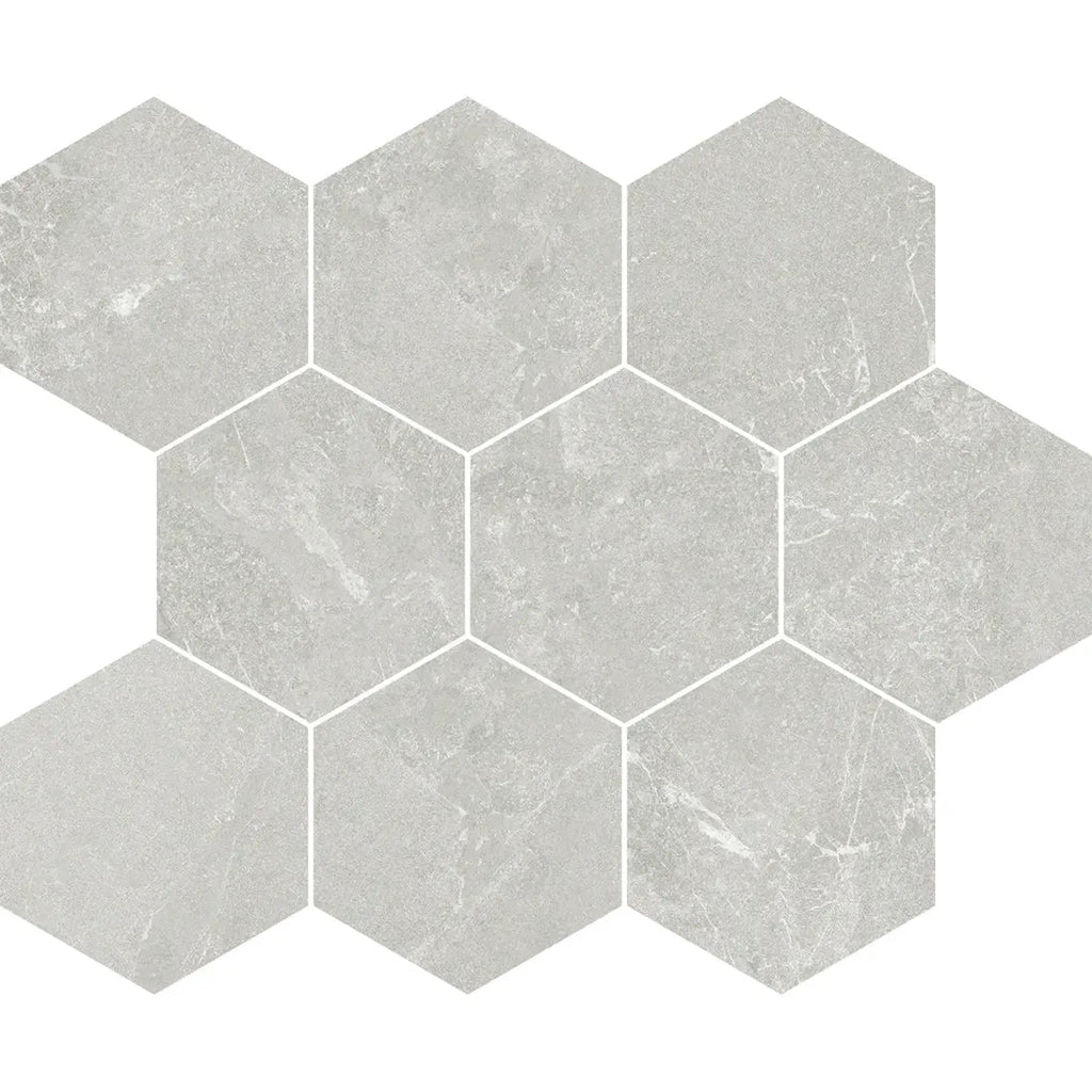 Hoover Gray Marble 10x12 Porcelain Hexagon Mosaic Tile