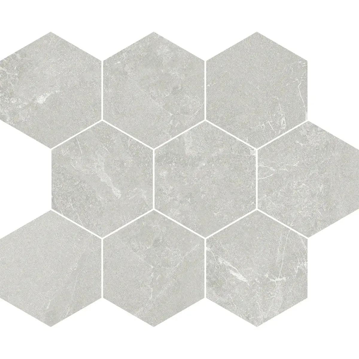 Hoover Gray Marble 10x12 Porcelain Hexagon Mosaic Tile Sample