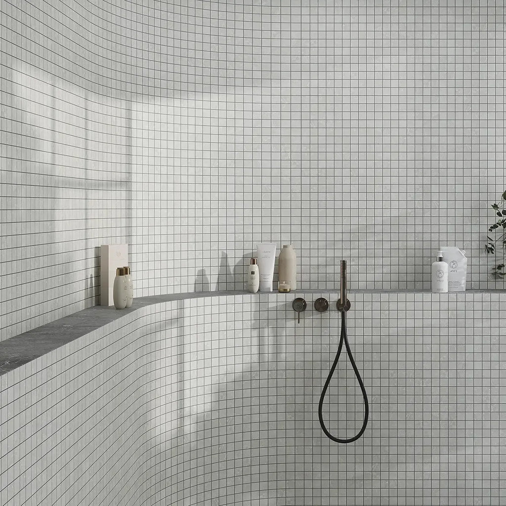 Hoover Gray Marble 12x12 Porcelain Mosaic Tile Shower Wall