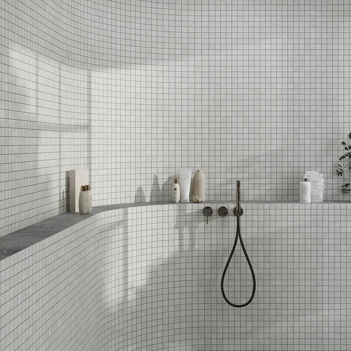 Hoover Gray Marble 12x12 Porcelain Mosaic Tile Shower Wall