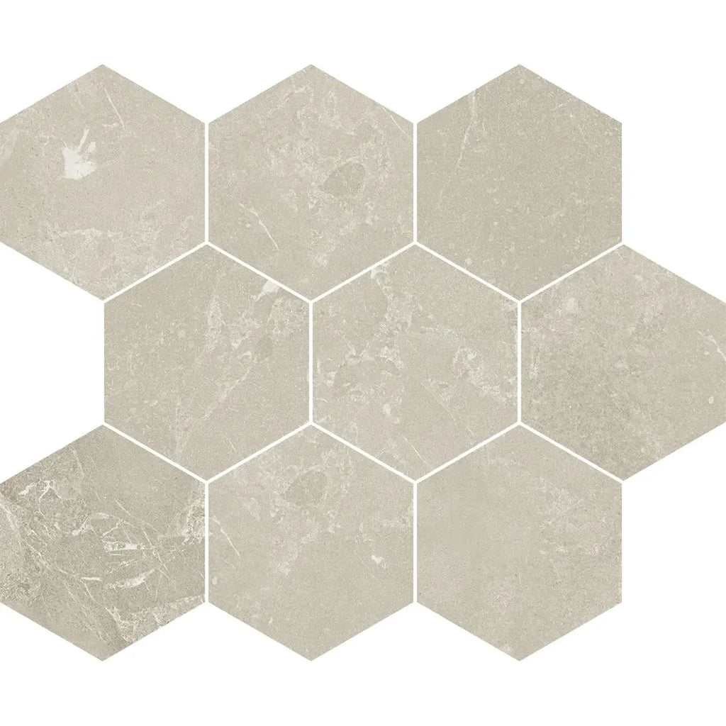 Hoover Ivory Marble 10x12 Porcelain Hexagon Mosaic Tile