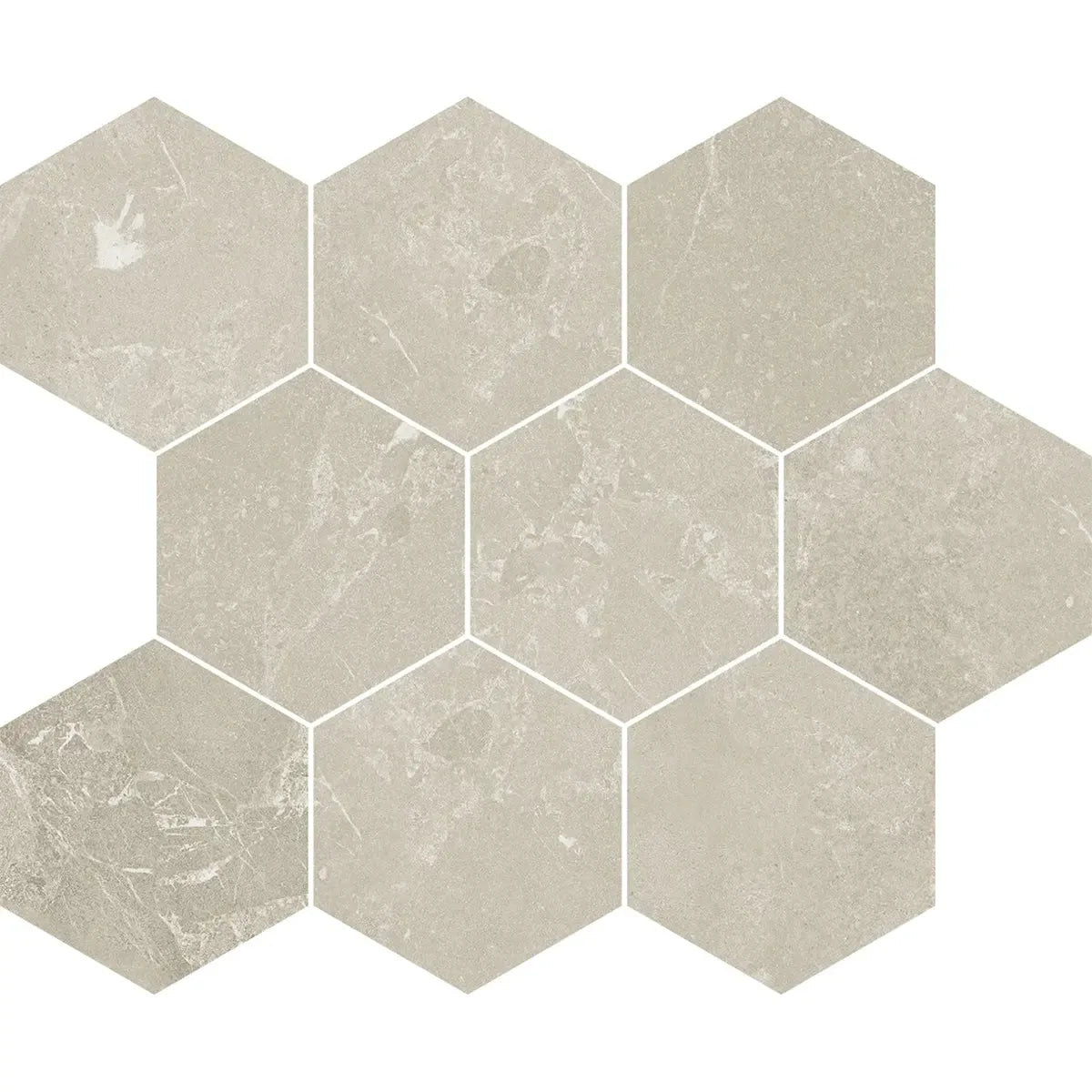 Hoover Ivory Marble 10x12 Porcelain Hexagon Mosaic Tile