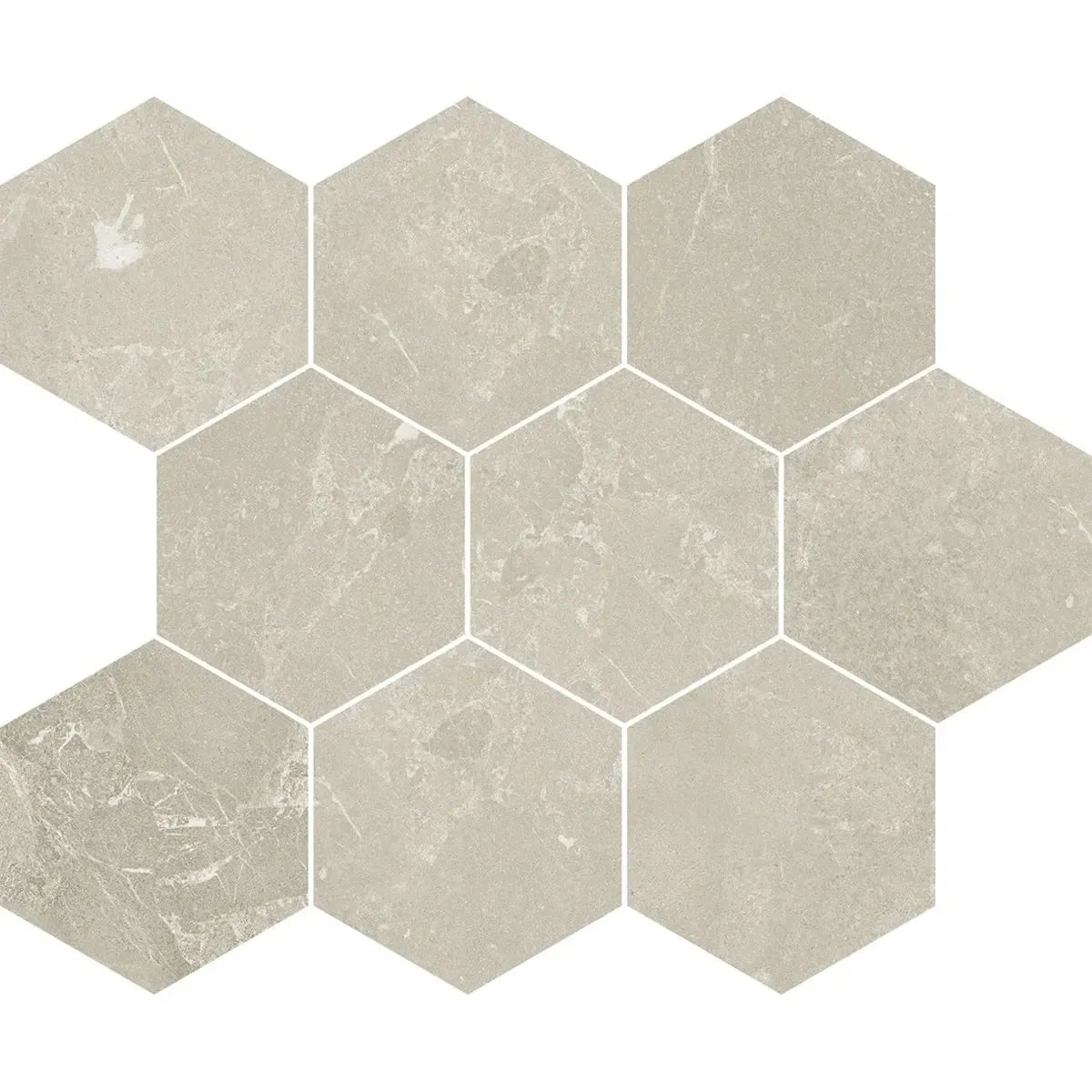 Hoover Ivory Marble 10x12 Porcelain Hexagon Mosaic Tile Sample